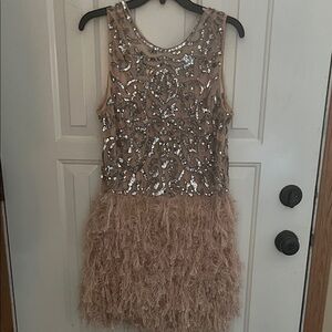 Nordstrom Beige and Silver Sequin Top